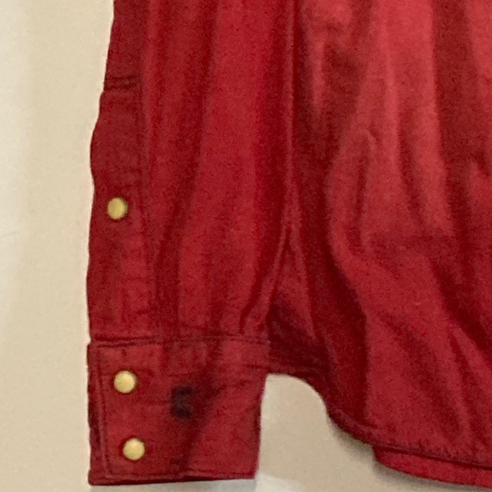 Robins Jean Mens Red Western Pearl Snap Distressed Wing Logo Shirt Small USA - Picture 3 of 8